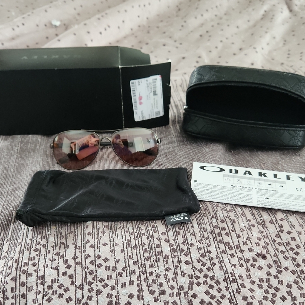 Oakley Feedback Satin Gunmetal Aviator Sunglasses